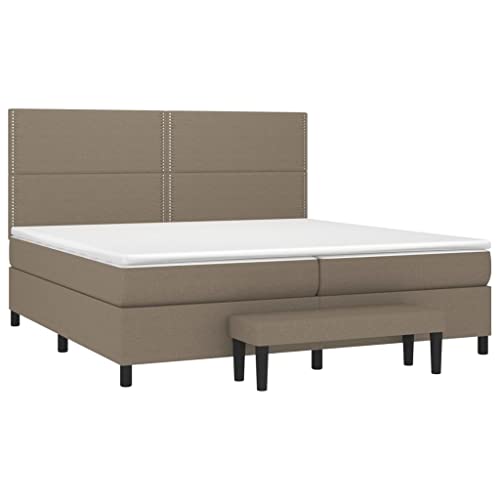HEFZGDB Boxspringbett mit Matratze Taupe 200x200 cm Stoff Jugendbett Gästebett Bed Frame Einzelbett für Schlafzimmer Gästezimmer Herberge Wohnbereich von HEFZGDB