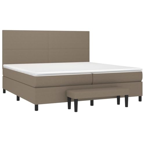 HEFZGDB Boxspringbett mit Matratze Taupe 200x200 cm Stoff Jugendbett Gästebett Bed Frame Einzelbett für Schlafzimmer Gästezimmer Herberge Wohnbereich von HEFZGDB