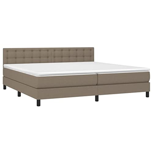 HEFZGDB Boxspringbett mit Matratze Taupe 200x200 cm Stoff Single Bed Bed Frame Einzelbetten Doppelbett für Herberge Schlafzimmer Wohnbereich Gästezimmer von HEFZGDB