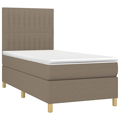 HEFZGDB Boxspringbett mit Matratze Taupe 80x200 cm Stoff Daybed Gästebett Bed Frame Bettrahmen für Herberge Wohnbereich Gästezimmer Schlafzimmer von HEFZGDB