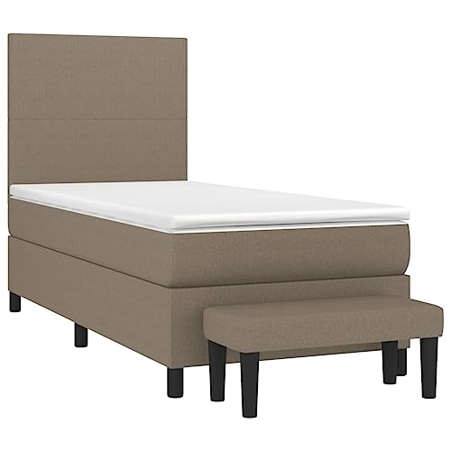 HEFZGDB Boxspringbett mit Matratze Taupe 90x190 cm Stoff Jugendbett Gästebett Bed Frame Einzelbett für Schlafzimmer Gästezimmer Herberge Wohnbereich von HEFZGDB