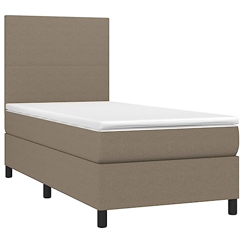 HEFZGDB Boxspringbett mit Matratze Taupe 90x200 cm Stoff Double Bed Gästebett Bed Frame Doppelbett für Gästezimmer Wohnbereich Schlafzimmer Herberge von HEFZGDB