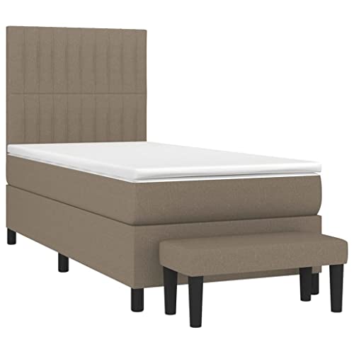 HEFZGDB Boxspringbett mit Matratze Taupe 90x200 cm Stoff Jugendbett Gästebett Bed Frame Einzelbett für Schlafzimmer Gästezimmer Herberge Wohnbereich von HEFZGDB