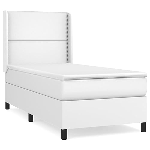 HEFZGDB Boxspringbett mit Matratze Weiß 100x200 cm Kunstleder Guest Bed Gästebett Bed Frame Familienbett für Schlafzimmer Wohnbereich Gästezimmer Herberge HEFZGDB Boxspringbett mit Matratze Weiß 100x200 cm Kunstleder Guest Bed Gästebett Bed Frame Familienbett für Schlafzimmer Wohnbereich Gästezimmer Herberge von HEFZGDB