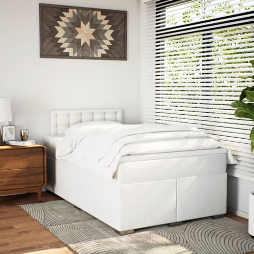 HEFZGDB Boxspringbett mit Matratze Weiß 120x190 cm Kunstleder Double Bed Gästebett Familienbett Einzelbetten für Wohnbereich Gästezimmer Schlafzimmer Herberge HEFZGDB Boxspringbett mit Matratze Weiß 120x190 cm Kunstleder Double Bed Gästebett Familienbett Einzelbetten für Wohnbereich Gästezimmer Schlafzimmer Herberge von HEFZGDB