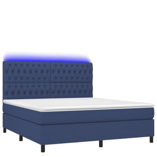 HEFZGDB Boxspringbett mit Matratze & LED Blau 180x200 cm Stoff Daybed Gästebett Bed Frame Bettrahmen für Schlafzimmer Wohnbereich Gästezimmer Herberge HEFZGDB Boxspringbett mit Matratze & LED Blau 180x200 cm Stoff Daybed Gästebett Bed Frame Bettrahmen für Schlafzimmer Wohnbereich Gästezimmer Herberge von HEFZGDB