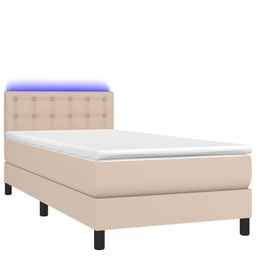 HEFZGDB Boxspringbett mit Matratze & LED Cappuccino-Braun 80x200cm Single Bed Gästebett Doppelbett Bettrahmen für Gästezimmer Herberge Schlafzimmer Wohnbereich HEFZGDB Boxspringbett mit Matratze & LED Cappuccino-Braun 80x200cm Single Bed Gästebett Doppelbett Bettrahmen für Gästezimmer Herberge Schlafzimmer Wohnbereich von HEFZGDB