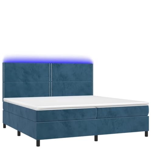 HEFZGDB Boxspringbett mit Matratze & LED Dunkelblau 200x200 cm Samt Einzelbett Familienbett Einzelbetten Doppelbett für Herberge Wohnbereich Schlafzimmer Gästezimmer HEFZGDB Boxspringbett mit Matratze & LED Dunkelblau 200x200 cm Samt Einzelbett Familienbett Einzelbetten Doppelbett für Herberge Wohnbereich Schlafzimmer Gästezimmer von HEFZGDB