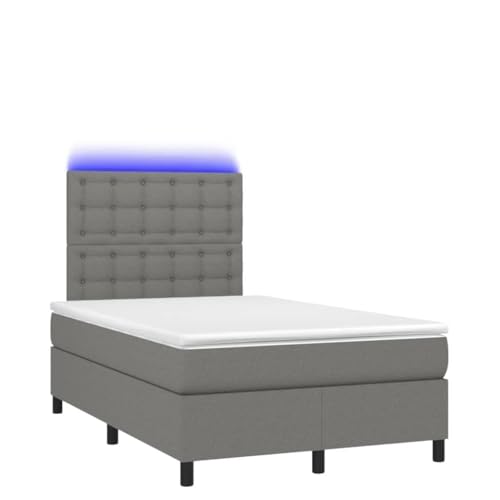 HEFZGDB Boxspringbett mit Matratze & LED Dunkelgrau 120x190 cm Stoff Daybed Gästebett Bed Frame Bettrahmen für Schlafzimmer Wohnbereich Gästezimmer Herberge von HEFZGDB