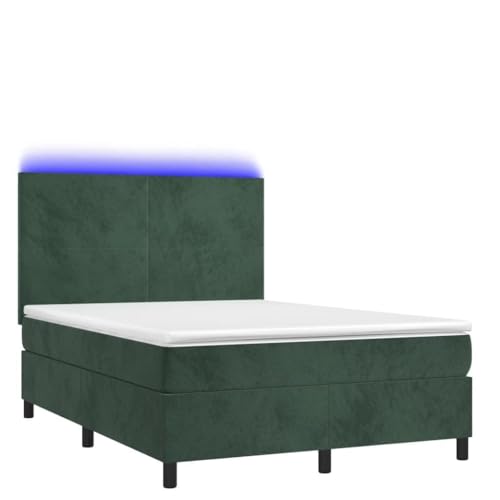 HEFZGDB Boxspringbett mit Matratze & LED Dunkelgrün 140x200 cm Samt Einzelbett Familienbett Einzelbetten Doppelbett für Herberge Wohnbereich Schlafzimmer Gästezimmer HEFZGDB Boxspringbett mit Matratze & LED Dunkelgrün 140x200 cm Samt Einzelbett Familienbett Einzelbetten Doppelbett für Herberge Wohnbereich Schlafzimmer Gästezimmer von HEFZGDB