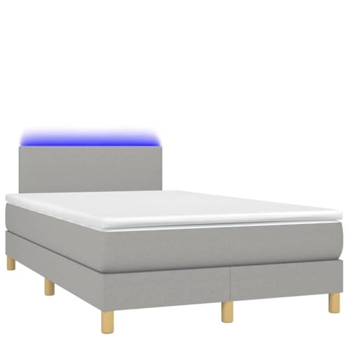 HEFZGDB Boxspringbett mit Matratze & LED Hellgrau 120x190 cm Stoff Jugendbett Gästebett Einzelbetten Doppelbett für Wohnbereich Gästezimmer Schlafzimmer Herberge von HEFZGDB