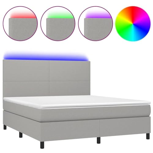 HEFZGDB Boxspringbett mit Matratze & LED Hellgrau 180x200 cm Stoff Daybed Gästebett Bed Frame Bettrahmen für Schlafzimmer Wohnbereich Gästezimmer Herberge HEFZGDB Boxspringbett mit Matratze & LED Hellgrau 180x200 cm Stoff Daybed Gästebett Bed Frame Bettrahmen für Schlafzimmer Wohnbereich Gästezimmer Herberge von HEFZGDB