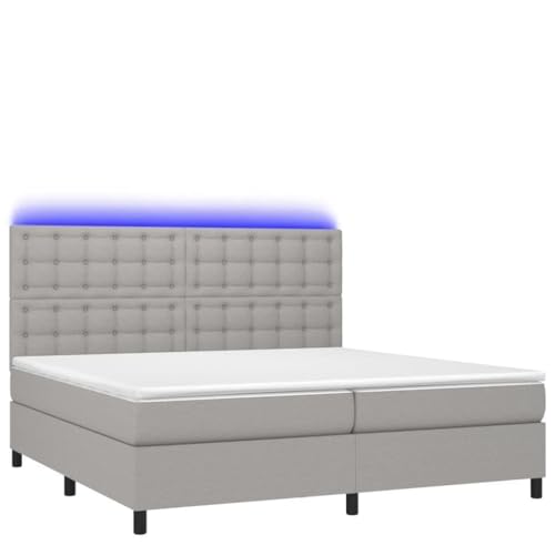 HEFZGDB Boxspringbett mit Matratze & LED Hellgrau 200x200 cm Stoff Daybed Gästebett Bed Frame Bettrahmen für Schlafzimmer Wohnbereich Gästezimmer Herberge HEFZGDB Boxspringbett mit Matratze & LED Hellgrau 200x200 cm Stoff Daybed Gästebett Bed Frame Bettrahmen für Schlafzimmer Wohnbereich Gästezimmer Herberge von HEFZGDB