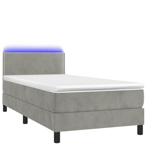 HEFZGDB Boxspringbett mit Matratze & LED Hellgrau 80x200 cm Samt Ehebett Bettgestell Familienbett Bettrahmen für Wohnbereich Herberge Schlafzimmer Gästezimmer HEFZGDB Boxspringbett mit Matratze & LED Hellgrau 80x200 cm Samt Ehebett Bettgestell Familienbett Bettrahmen für Wohnbereich Herberge Schlafzimmer Gästezimmer von HEFZGDB