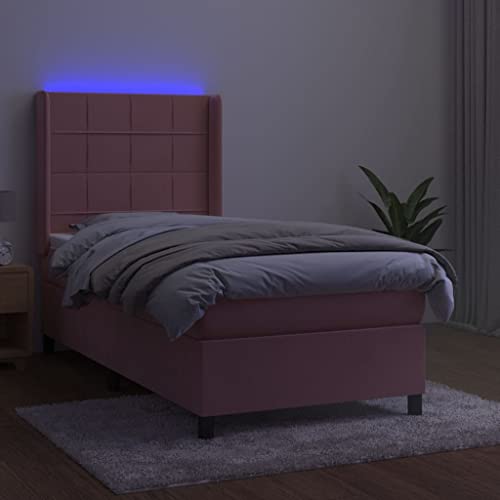 HEFZGDB Boxspringbett mit Matratze & LED Rosa 80x200 cm Samt Ehebett Gästebett Bed Frame Single Bed für Herberge Wohnbereich Schlafzimmer Gästezimmer HEFZGDB Boxspringbett mit Matratze & LED Rosa 80x200 cm Samt Ehebett Gästebett Bed Frame Single Bed für Herberge Wohnbereich Schlafzimmer Gästezimmer von HEFZGDB