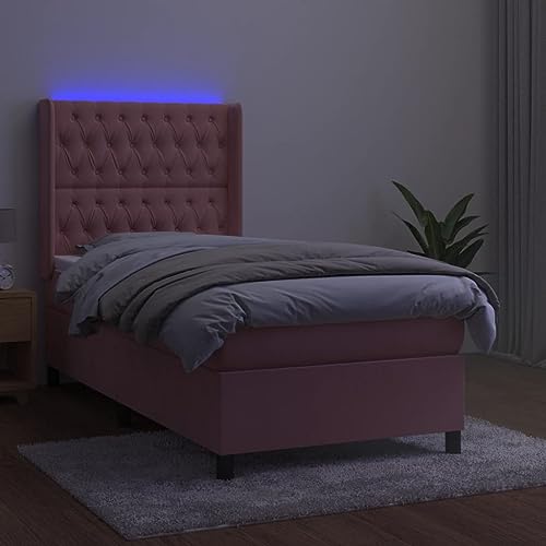 HEFZGDB Boxspringbett mit Matratze & LED Rosa 80x200 cm Samt Ehebett Gästebett Bed Frame Single Bed für Herberge Wohnbereich Schlafzimmer Gästezimmer HEFZGDB Boxspringbett mit Matratze & LED Rosa 80x200 cm Samt Ehebett Gästebett Bed Frame Single Bed für Herberge Wohnbereich Schlafzimmer Gästezimmer von HEFZGDB