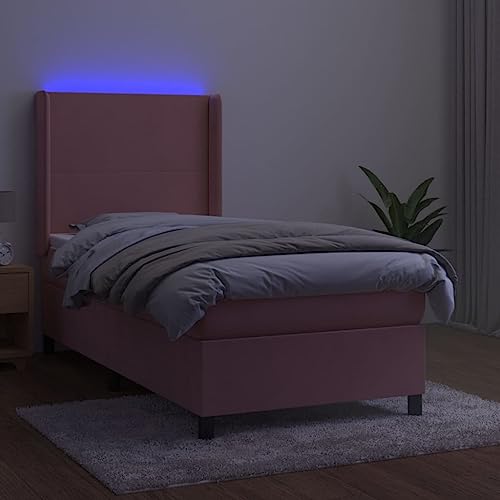 HEFZGDB Boxspringbett mit Matratze & LED Rosa 90x190 cm Samt Ehebett Gästebett Bed Frame Single Bed für Herberge Wohnbereich Schlafzimmer Gästezimmer HEFZGDB Boxspringbett mit Matratze & LED Rosa 90x190 cm Samt Ehebett Gästebett Bed Frame Single Bed für Herberge Wohnbereich Schlafzimmer Gästezimmer von HEFZGDB