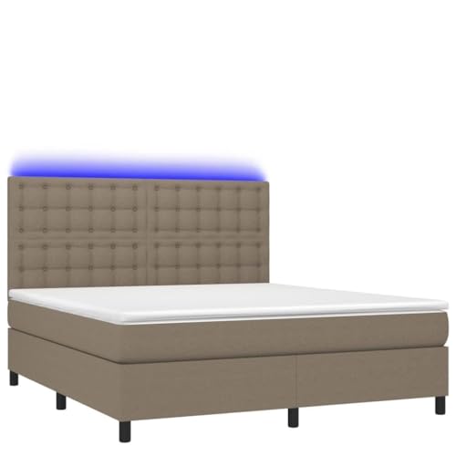 HEFZGDB Boxspringbett mit Matratze & LED Taupe 160x200 cm Stoff Daybed Gästebett Bed Frame Bettrahmen für Schlafzimmer Wohnbereich Gästezimmer Herberge von HEFZGDB