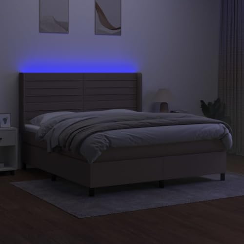 HEFZGDB Boxspringbett mit Matratze & LED Taupe 180x200 cm Stoff Ehebett Bettgestell Einzelbetten Doppelbett für Gästezimmer Wohnbereich Herberge Schlafzimmer HEFZGDB Boxspringbett mit Matratze & LED Taupe 180x200 cm Stoff Ehebett Bettgestell Einzelbetten Doppelbett für Gästezimmer Wohnbereich Herberge Schlafzimmer von HEFZGDB