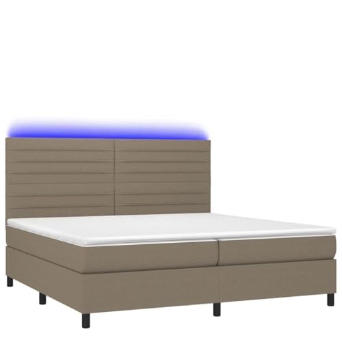HEFZGDB Boxspringbett mit Matratze & LED Taupe 200x200 cm Stoff Daybed Gästebett Bed Frame Bettrahmen für Schlafzimmer Wohnbereich Gästezimmer Herberge von HEFZGDB
