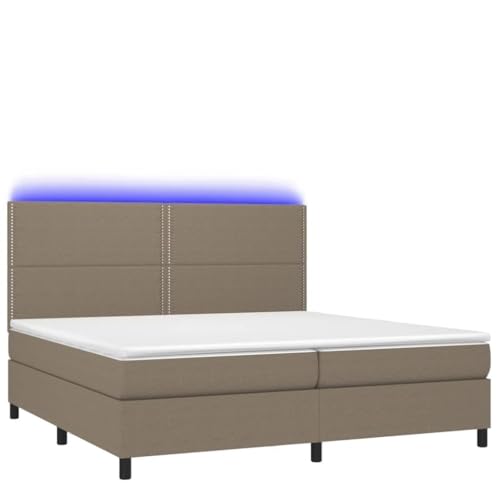 HEFZGDB Boxspringbett mit Matratze & LED Taupe 200x200 cm Stoff Daybed Gästebett Bed Frame Bettrahmen für Schlafzimmer Wohnbereich Gästezimmer Herberge von HEFZGDB