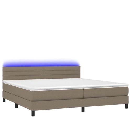HEFZGDB Boxspringbett mit Matratze & LED Taupe 200x200 cm Stoff Double Bed Gästebett Familienbett Einzelbetten für Herberge Gästezimmer Wohnbereich Schlafzimmer von HEFZGDB