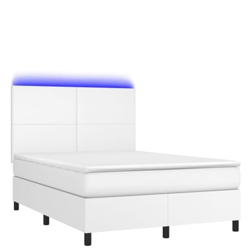 HEFZGDB Boxspringbett mit Matratze & LED Weiß 140x200 cm Kunstleder Daybed Bettgestell Bed Frame Doppelbett für Schlafzimmer Wohnbereich Herberge Gästezimmer HEFZGDB Boxspringbett mit Matratze & LED Weiß 140x200 cm Kunstleder Daybed Bettgestell Bed Frame Doppelbett für Schlafzimmer Wohnbereich Herberge Gästezimmer von HEFZGDB