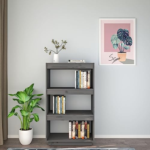 HEFZGDB Bücherregal/Raumteiler Grau 60x35x103 cm Massivholz Kiefer Regal Küche Cd Regal Aktenschrank Apothekerschrank Küche für Büro Wohnbereich Bibliothek Arbeitszimmer von HEFZGDB
