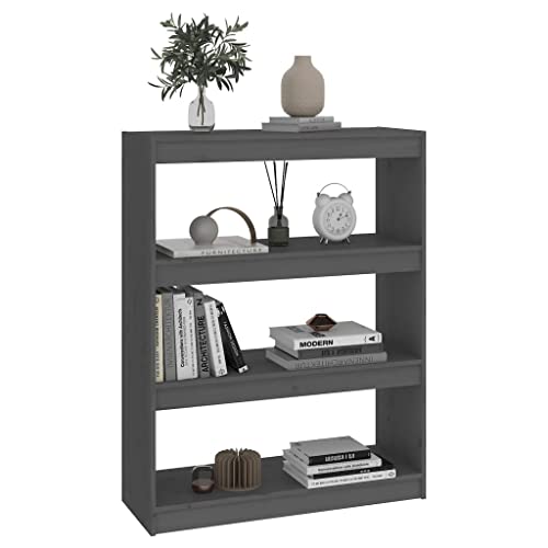 HEFZGDB Bücherregal/Raumteiler Grau 80x30x103,5 cm Massivholz Kiefer Büroregal Cd Regal Aktenschrank Mehrzweckschrank für Schlafzimmer Bibliothek Büro Arbeitszimmer von HEFZGDB