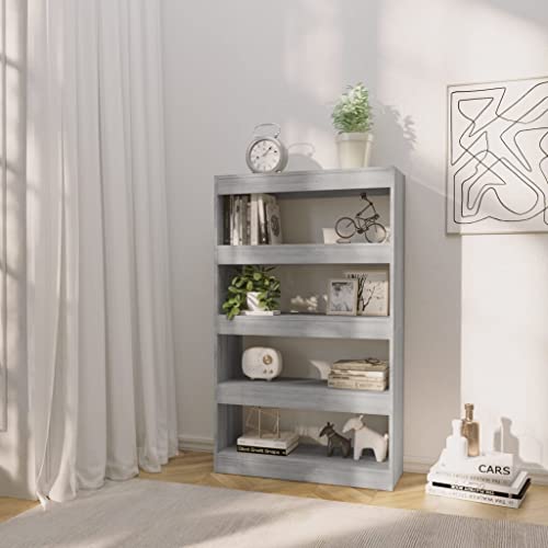 HEFZGDB Bücherregal/Raumteiler Grau Sonoma 80x30x135 cm Holzwerkstoff Allzweckschrank Cd Regal Regale Küchenschrank für Arbeitszimmer Büro Schlafzimmer Wohnbereich von HEFZGDB