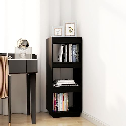 HEFZGDB Bücherregal/Raumteiler Schwarz 40x35x103 cm Massivholz Kiefer Regal Küche Cd Regal Aktenschrank Apothekerschrank Küche für Büro Wohnbereich Bibliothek Arbeitszimmer von HEFZGDB