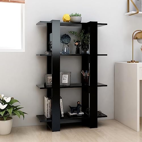 HEFZGDB Bücherregal/Raumteiler Schwarz 80x30x123,5 cm Regal Küche Bücherregal Klein Cd Regal Vitrine für Büro Wohnbereich Schlafzimmer Arbeitszimmer von HEFZGDB