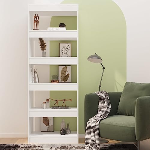 HEFZGDB Bücherregal/Raumteiler Weiß 60x30x166 cm Holzwerkstoff Bücherwagen Cd Regal Aktenschrank Küchenschrank für Bibliothek Büro Wohnbereich Arbeitszimmer von HEFZGDB