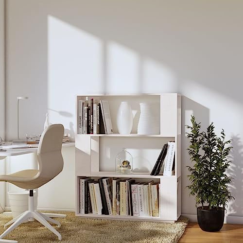 HEFZGDB Bücherregal/Raumteiler Weiß 80x25x101 cm Massivholz Kiefer Regal Schlafzimmer Cd Regal Aktenschrank Regale für Büro Schlafzimmer Arbeitszimmer Bibliothek von HEFZGDB