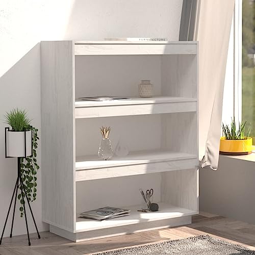 HEFZGDB Bücherregal/Raumteiler Weiß 80x35x103 cm Massivholz Kiefer Regal Küche Cd Regal Aktenschrank Apothekerschrank Küche für Büro Wohnbereich Bibliothek Arbeitszimmer von HEFZGDB
