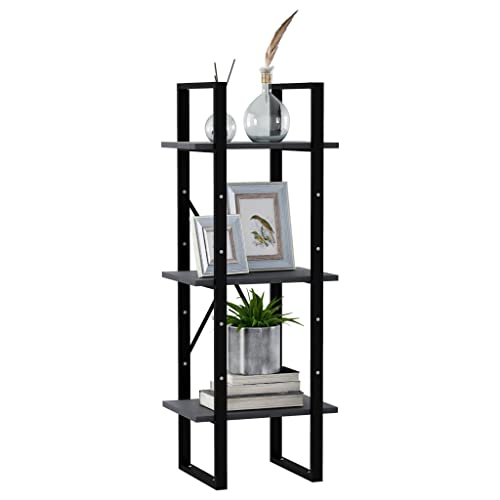 HEFZGDB Bücherregal 3 Böden Grau 40x30x105 cm Massivholz Kiefer Küchenregal Bücherregal Klein Mehrzweckschrank Vitrine für Arbeitszimmer Wohnbereich Bibliothek Büro von HEFZGDB