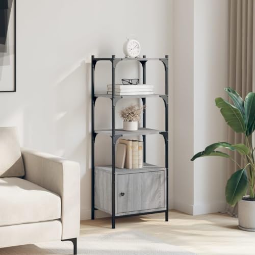HEFZGDB Bücherregal 3 Böden Grau Sonoma 41x30x109,5 cm Holzwerkstoff Vitrine Cd Regal Apothekerschrank Küche Küchenschrank für Arbeitszimmer Wohnbereich Büro Bibliothek von HEFZGDB
