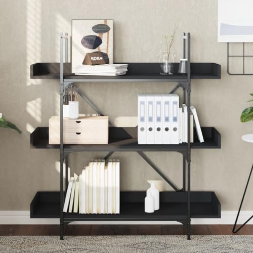 HEFZGDB Bücherregal 3 Böden Schwarz 100x33x108,5 cm Holzwerkstoff Büroregal Bücherregal Klein Aktenschrank Apothekerschrank Küche für Bibliothek Wohnbereich Büro Schlafzimmer HEFZGDB Bücherregal 3 Böden Schwarz 100x33x108,5 cm Holzwerkstoff Büroregal Bücherregal Klein Aktenschrank Apothekerschrank Küche für Bibliothek Wohnbereich Büro Schlafzimmer von HEFZGDB
