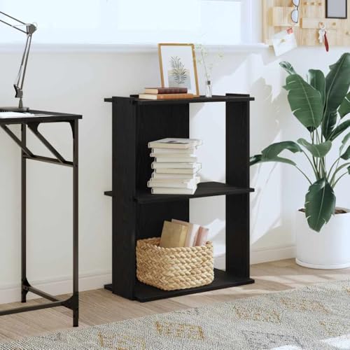 HEFZGDB Bücherregal 3 Böden Schwarz 60x30x80 cm Holzwerkstoff Regal Küche Cd Regal Aktenschrank Apothekerschrank Küche für Bibliothek Schlafzimmer Büro Arbeitszimmer von HEFZGDB