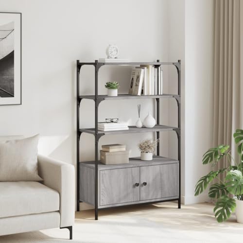 HEFZGDB Bücherregal 3 Fächer Grau Sonoma 70x30x109,5 cm Holzwerkstoff Vitrine Cd Regal Apothekerschrank Küche Küchenschrank für Arbeitszimmer Wohnbereich Büro Bibliothek von HEFZGDB