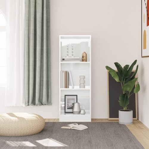 HEFZGDB Bücherregal 3 Fächer Hochglanz-Weiß 40x24x109 cm Holzwerkstoff Regal Schlafzimmer Bücherregal Klein Aktenschrank Apothekerschrank Küche für Arbeitszimmer Wohnbereich Bibliothek Schlafzimmer von HEFZGDB