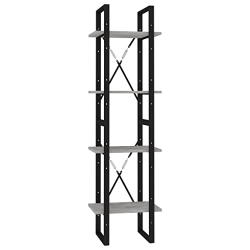 HEFZGDB Bücherregal 4 Fächer Betongrau 40x30x140 cm Holzwerkstoff Vitrine Cd Regal Apothekerschrank Küche Küchenschrank für Arbeitszimmer Schlafzimmer Bibliothek Wohnbereich von HEFZGDB