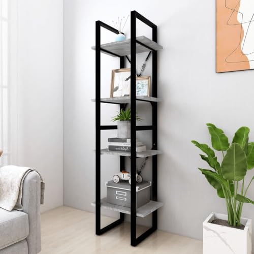HEFZGDB Bücherregal 4 Fächer Grau Sonoma 40x30x140 cm Holzwerkstoff Vitrine Cd Regal Apothekerschrank Küche Küchenschrank für Arbeitszimmer Schlafzimmer Bibliothek Wohnbereich von HEFZGDB