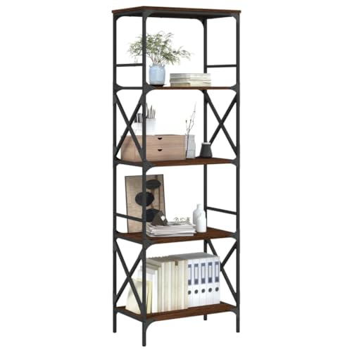 HEFZGDB Bücherregal 5 Böden Braun Eiche-Optik 59x35x171cm Holzwerkstoff Regal Schlafzimmer Cd Regal Aktenschrank Regale für Büro Bibliothek Arbeitszimmer Wohnbereich von HEFZGDB