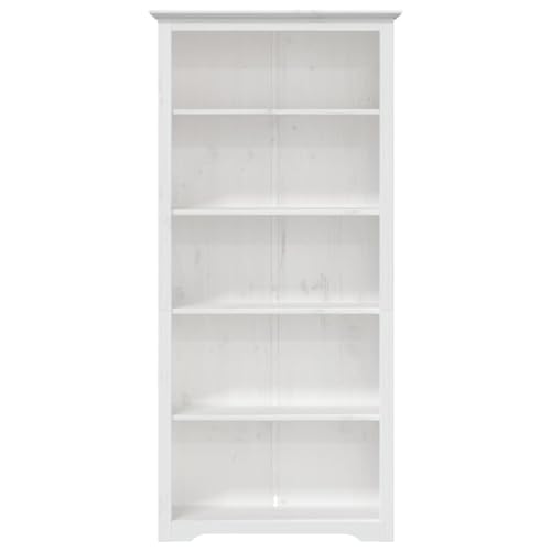 HEFZGDB Bücherregal 5 Fächer BODO Weiß 82x40x173 cm Massivholz Kiefer Regal Schlafzimmer Bücherregal Klein Cd Regal Küchenschrank für Büro Schlafzimmer Wohnbereich Bibliothek von HEFZGDB