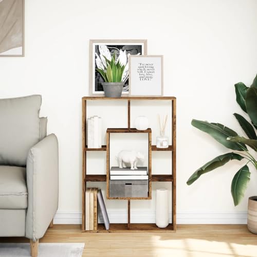 HEFZGDB Bücherregal Altholz-Optik 63x20x90 cm Holzwerkstoff Bücherwagen Bücherregal Klein Regale Vitrine für Büro Bibliothek Schlafzimmer Arbeitszimmer von HEFZGDB