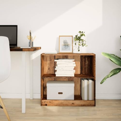 HEFZGDB Bücherregal Altholz-Optik 80x24x76cm Holzwerkstoff Allzweckschrank Bücherregal Klein Regale Vitrine für Büro Wohnbereich Arbeitszimmer Schlafzimmer von HEFZGDB