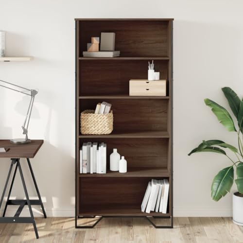 HEFZGDB Bücherregal Braun Eichen-Optik 80x31x169 cm Holzwerkstoff Allzweckschrank Cd Regal Aktenschrank Vitrine für Schlafzimmer Wohnbereich Arbeitszimmer Büro von HEFZGDB