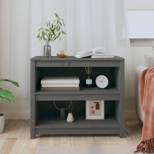 HEFZGDB Bücherregal Grau 80x35x68 cm Massivholz Kiefer Allzweckschrank Cd Regal Aktenschrank Vitrine für Wohnbereich Bibliothek Arbeitszimmer Büro von HEFZGDB