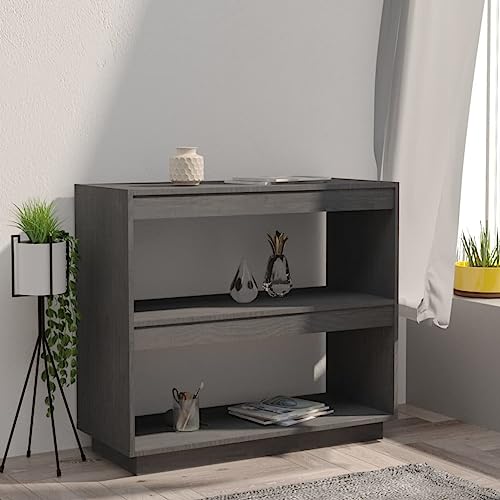 HEFZGDB Bücherregal Grau 80x35x71 cm Massivholz Kiefer Regal Küche Cd Regal Aktenschrank Apothekerschrank Küche für Büro Wohnbereich Bibliothek Arbeitszimmer von HEFZGDB